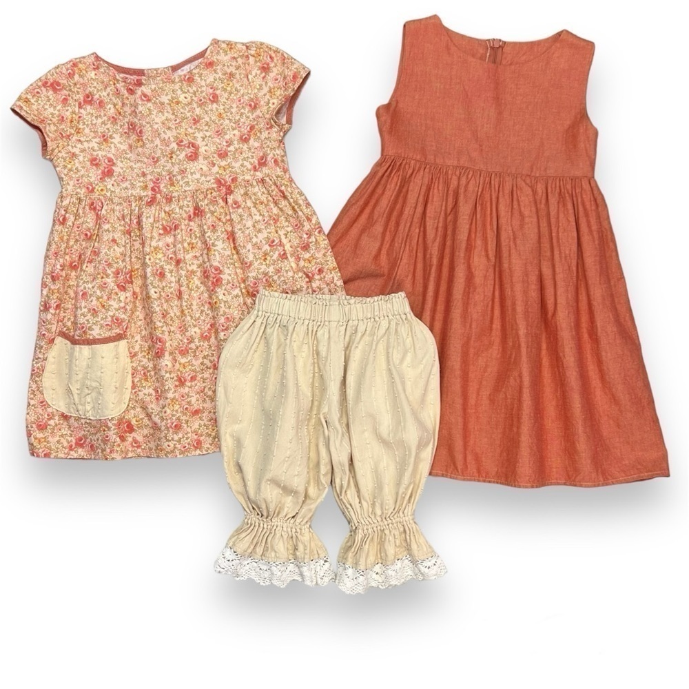 Persnickety Girls 6 Spring Apple Blossom 3-in-1 Apron Dress Bloomers‎ Set Floral